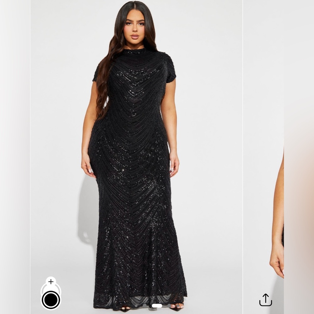 Elegant Black Sequin Evening Gown